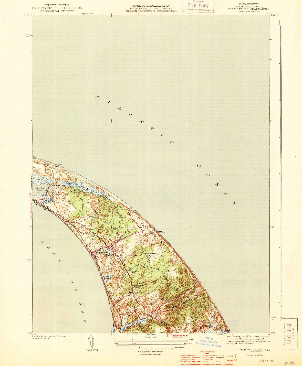 USGS 1:31680-SCALE QUADRANGLE FOR NORTH TRURO, MA 1944