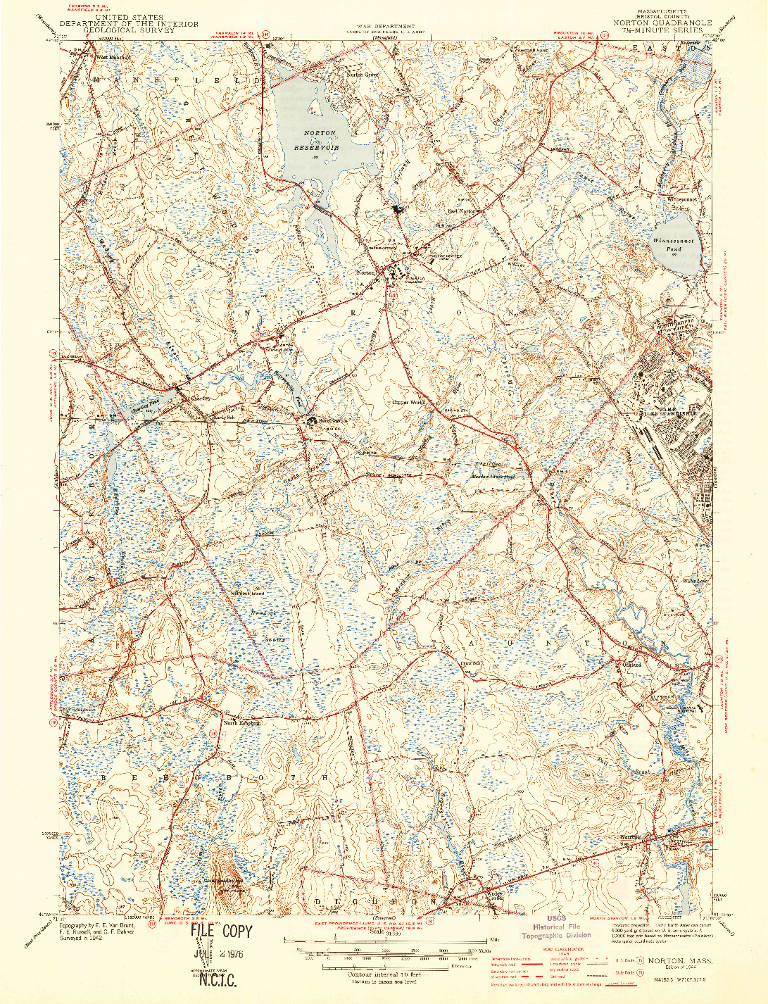 USGS 1:31680-SCALE QUADRANGLE FOR NORTON, MA 1944