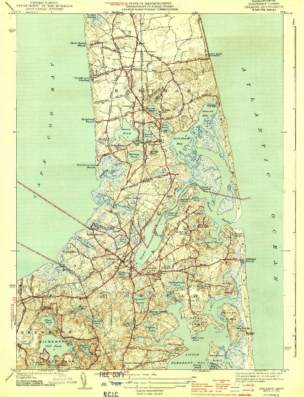 USGS 1:31680-SCALE QUADRANGLE FOR ORLEANS, MA 1944