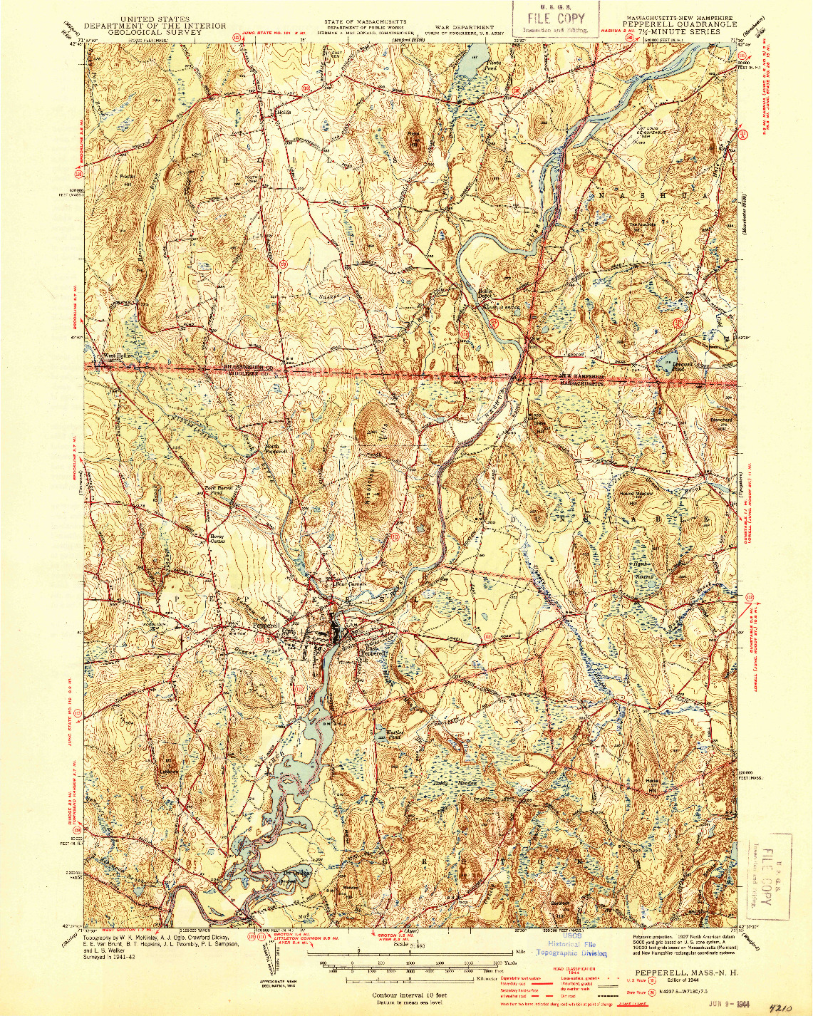 USGS 1:31680-SCALE QUADRANGLE FOR PEPPERELL, MA 1944