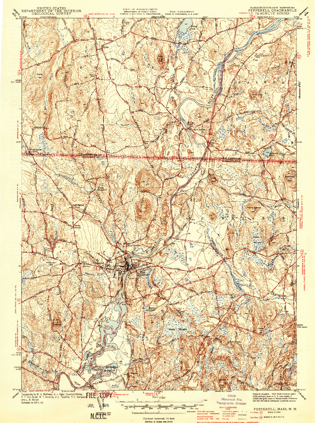USGS 1:31680-SCALE QUADRANGLE FOR PEPPERELL, MA 1944