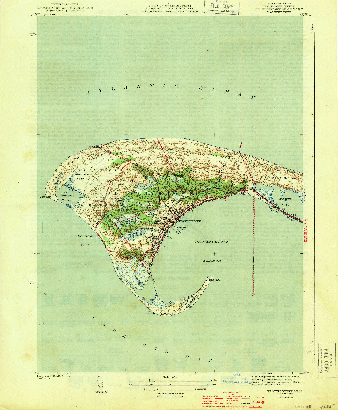 USGS 1:31680-SCALE QUADRANGLE FOR PROVINCETOWN, MA 1944