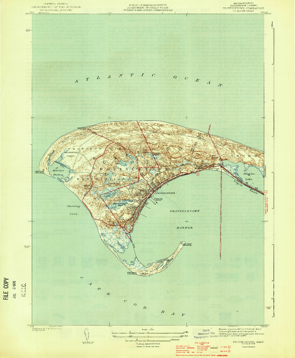 USGS 1:31680-SCALE QUADRANGLE FOR PROVINCETOWN, MA 1944