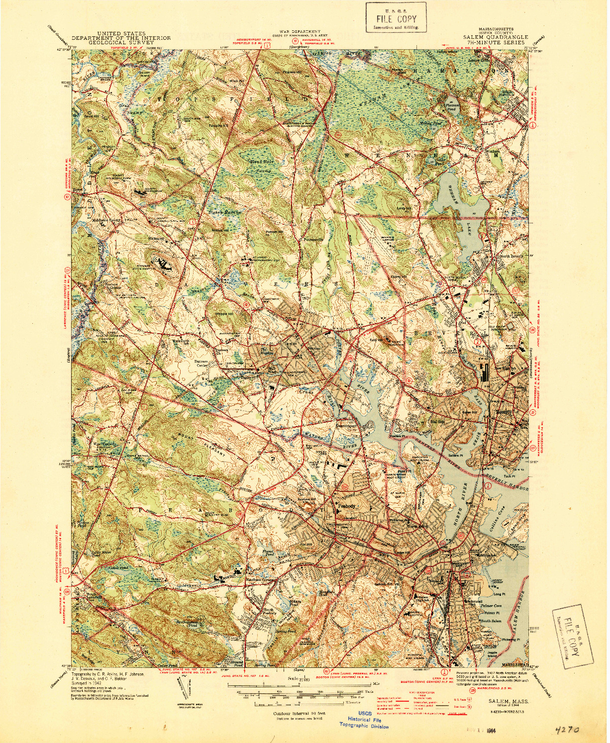 USGS 1:31680-SCALE QUADRANGLE FOR SALEM, MA 1944