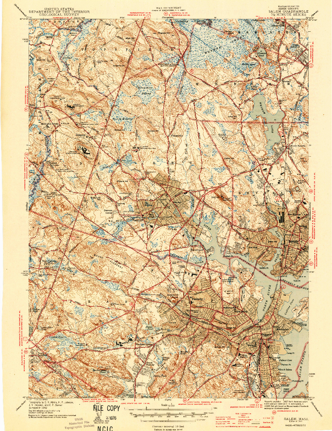 USGS 1:31680-SCALE QUADRANGLE FOR SALEM, MA 1944