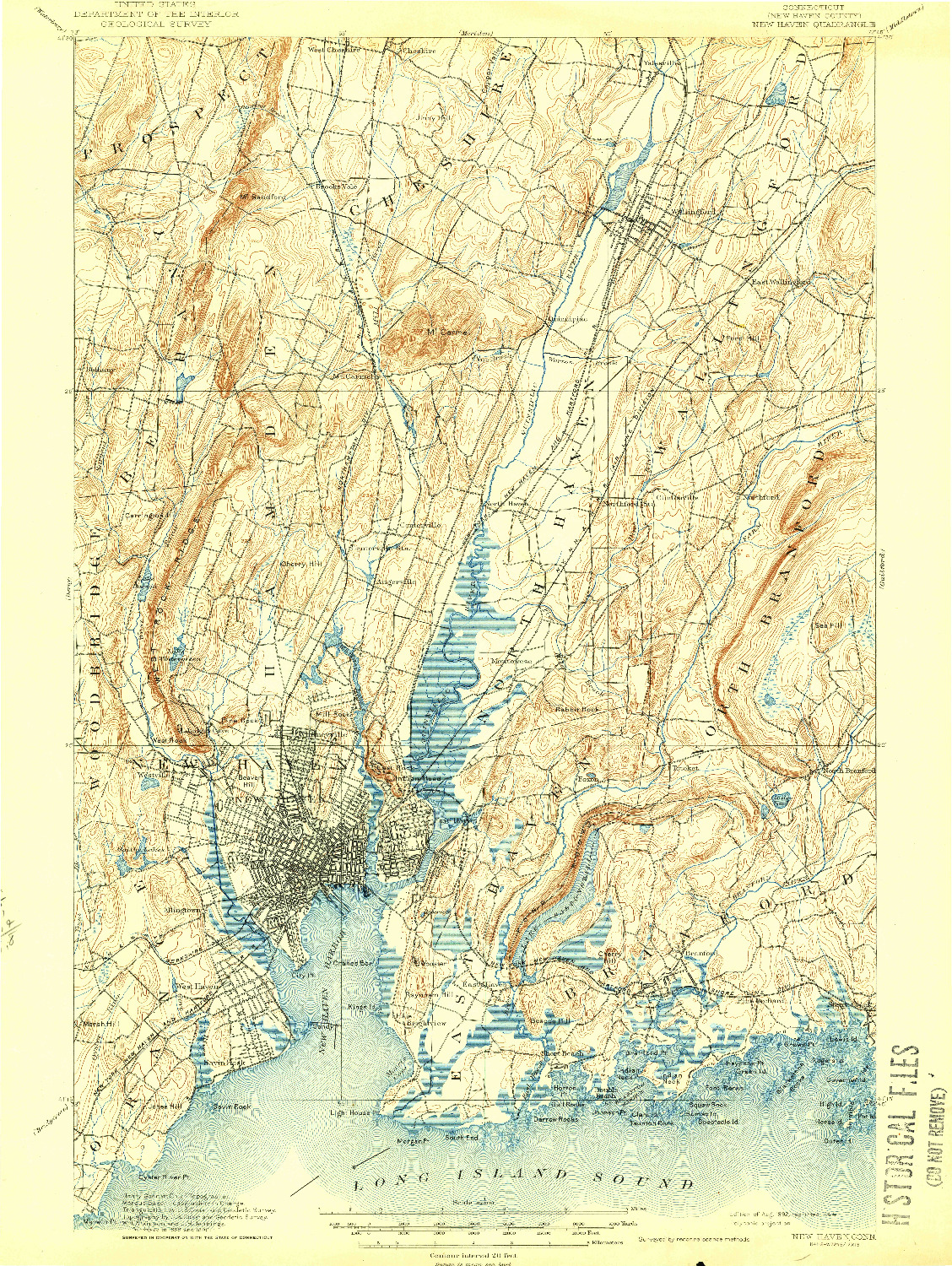 USGS 1:62500-SCALE QUADRANGLE FOR NEW HAVEN, CT 1892