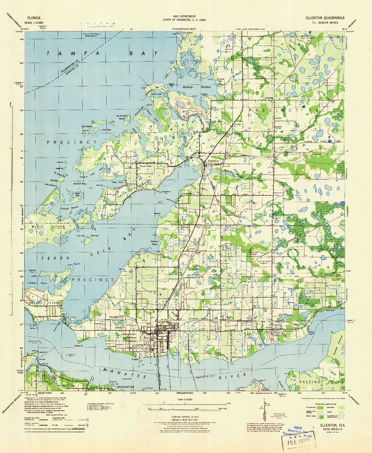 USGS 1:31680-SCALE QUADRANGLE FOR ELLENTON, FL 1944