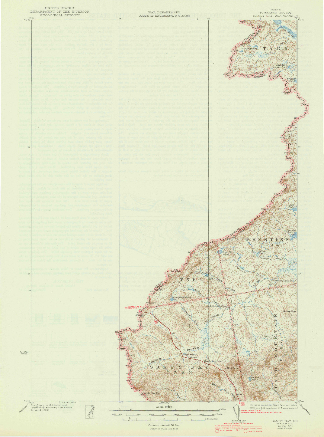 USGS 1:62500-SCALE QUADRANGLE FOR SANDY BAY, ME 1930