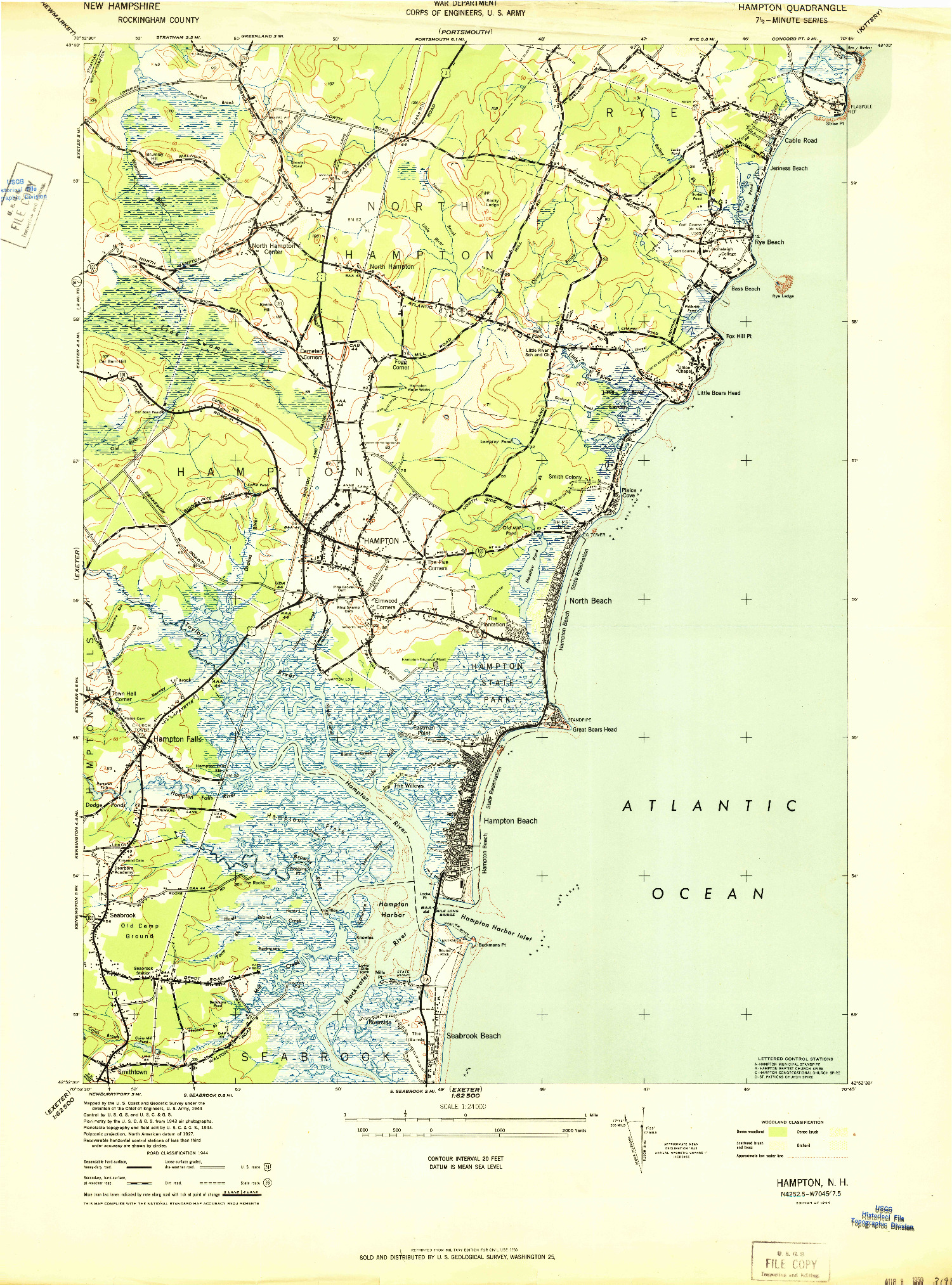 USGS 1:24000-SCALE QUADRANGLE FOR HAMPTON, NH 1944