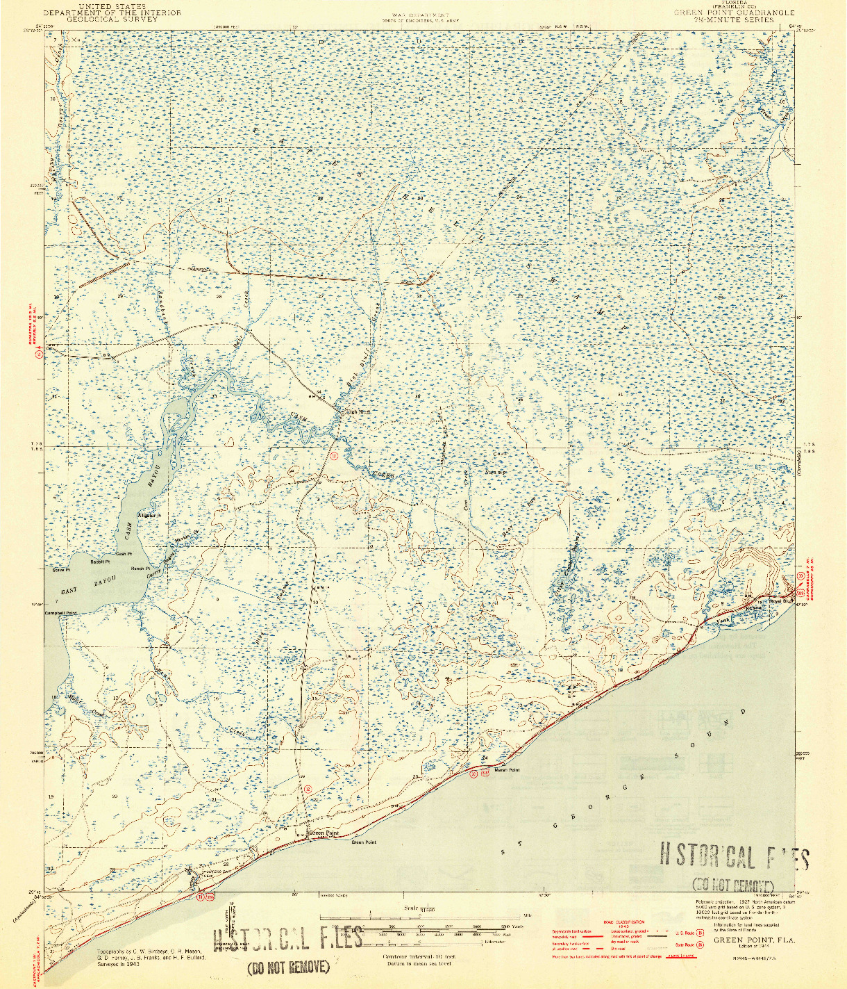 USGS 1:31680-SCALE QUADRANGLE FOR GREEN POINT, FL 1944