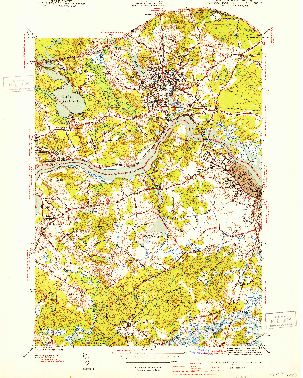 USGS 1:31680-SCALE QUADRANGLE FOR NEWBURYPORT WEST, MA 1944