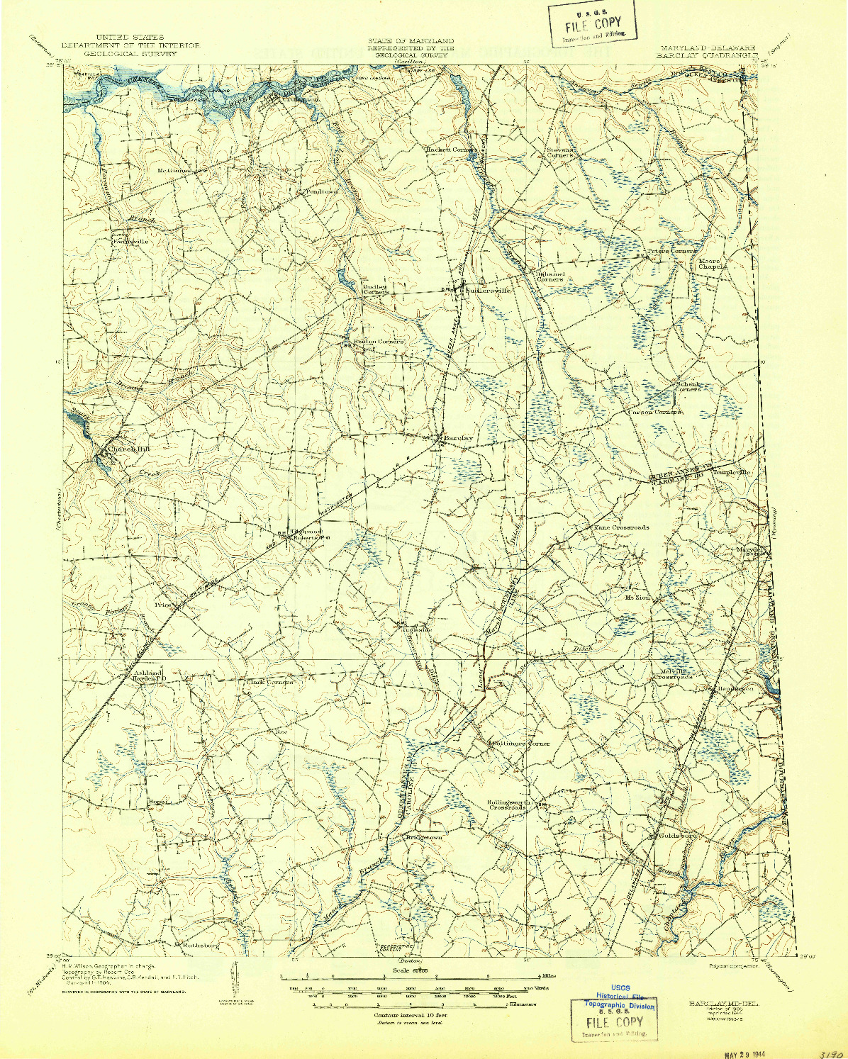 USGS 1:62500-SCALE QUADRANGLE FOR BARCLAY, MD 1905