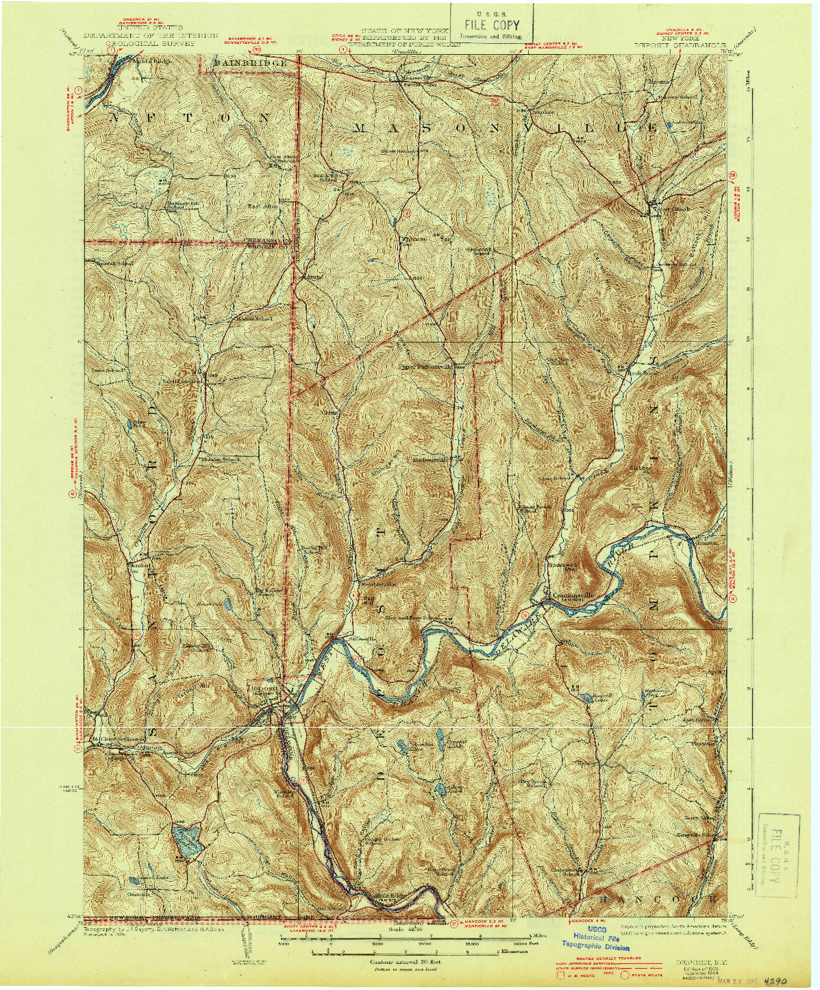 USGS 1:62500-SCALE QUADRANGLE FOR DEPOSIT, NY 1926