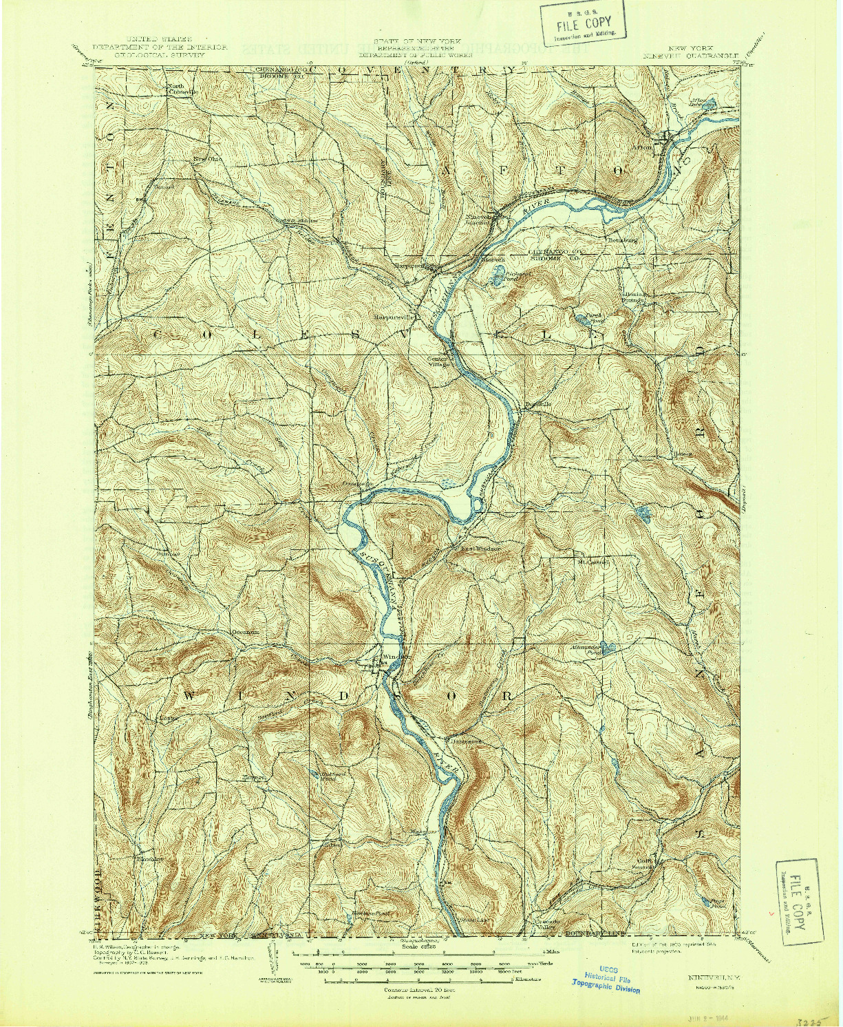 USGS 1:62500-SCALE QUADRANGLE FOR NINEVEH, NY 1905