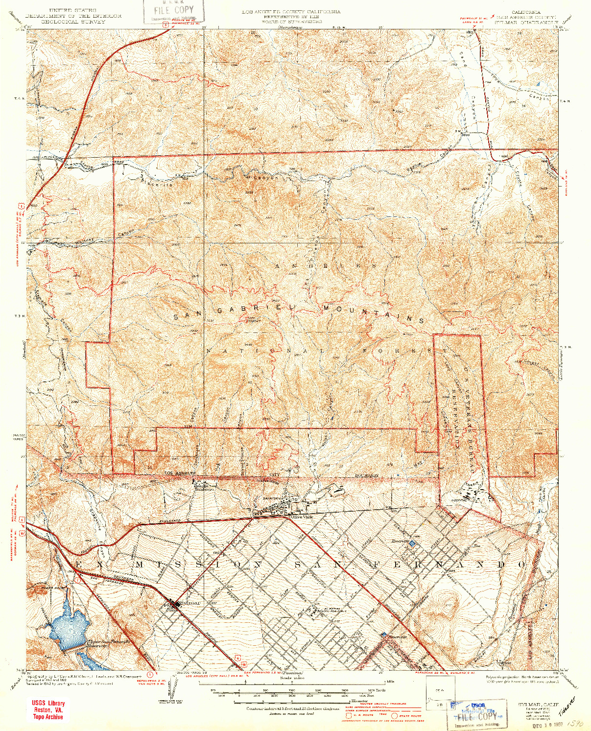 USGS 1:24000-SCALE QUADRANGLE FOR SYLMAR, CA 1935