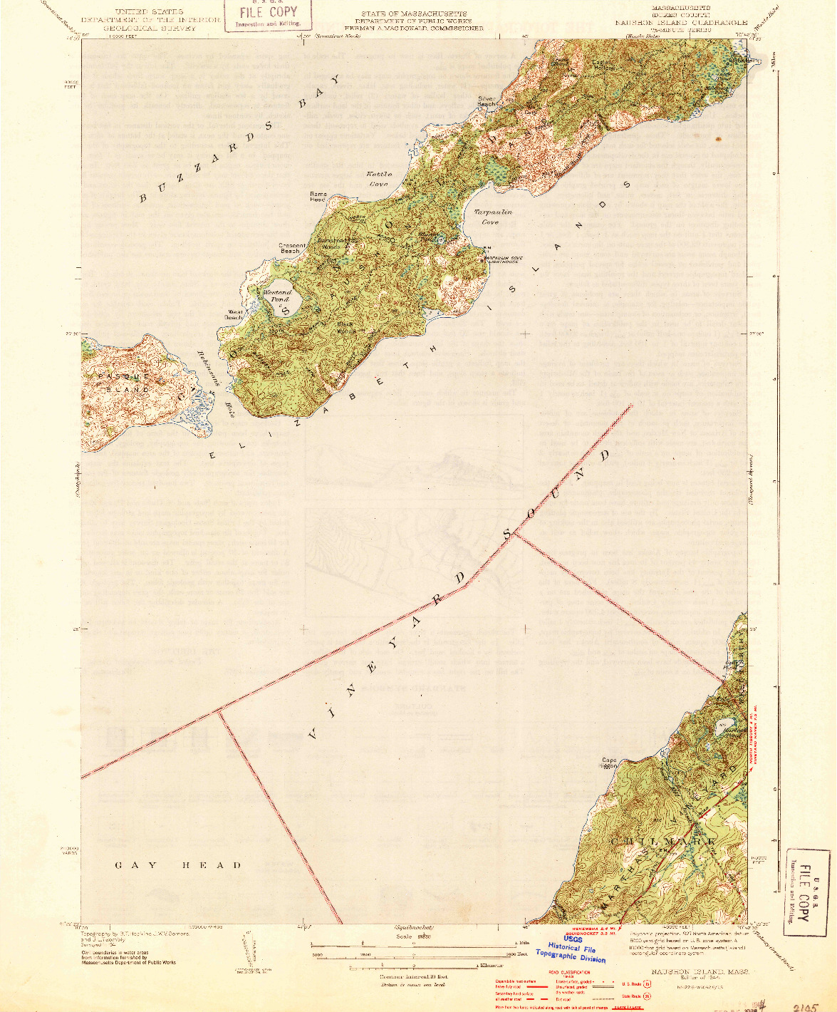 USGS 1:31680-SCALE QUADRANGLE FOR NAUSHON ISLAND, MA 1944