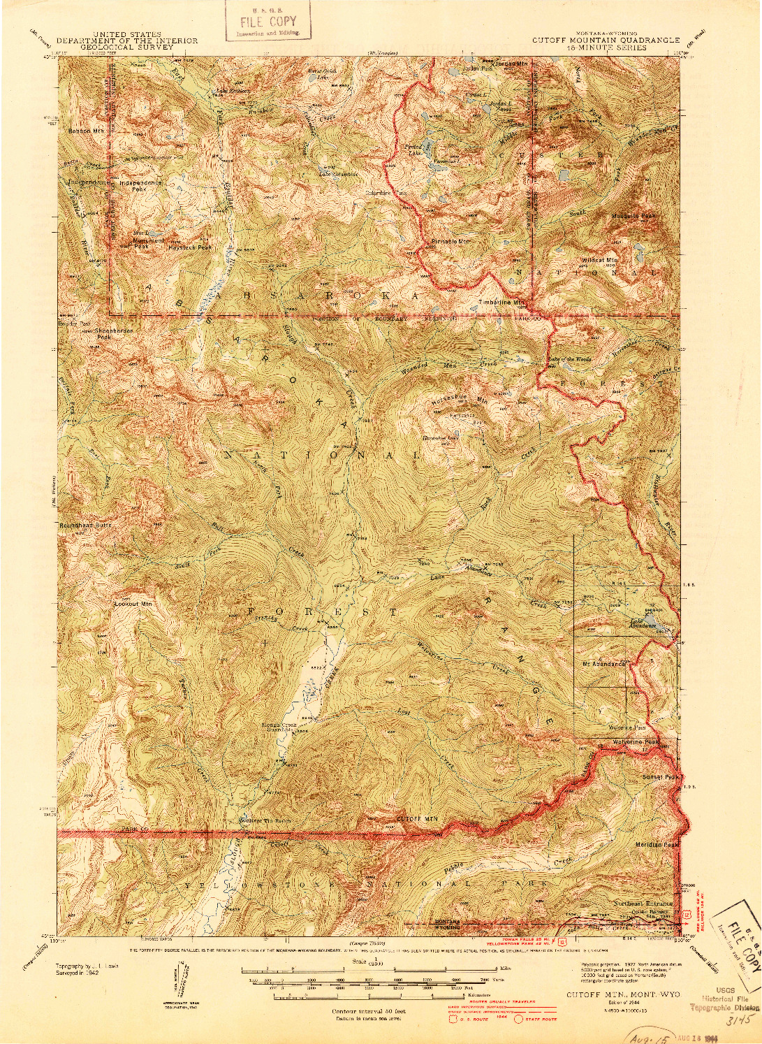 USGS 1:62500-SCALE QUADRANGLE FOR CUTOFF MTN, MT 1944