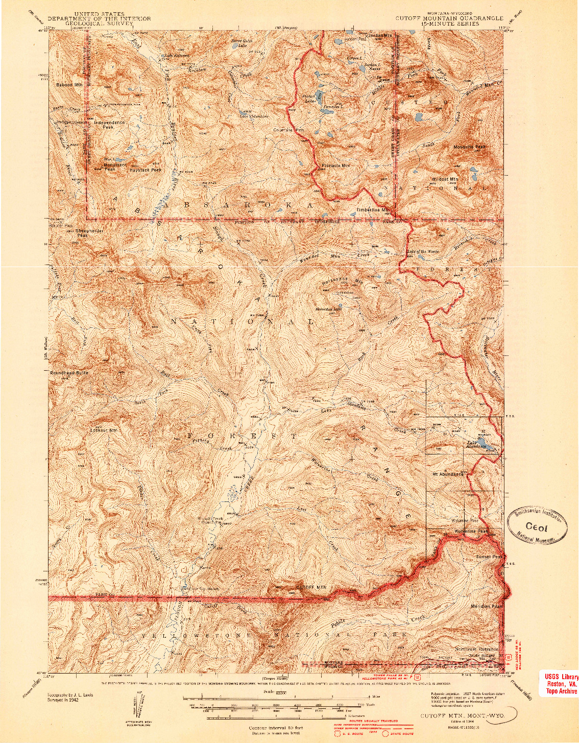 USGS 1:62500-SCALE QUADRANGLE FOR CUTOFF MTN, MT 1944