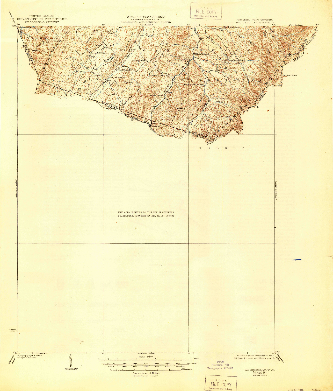 USGS 1:62500-SCALE QUADRANGLE FOR MC DOWELL, VA 1924