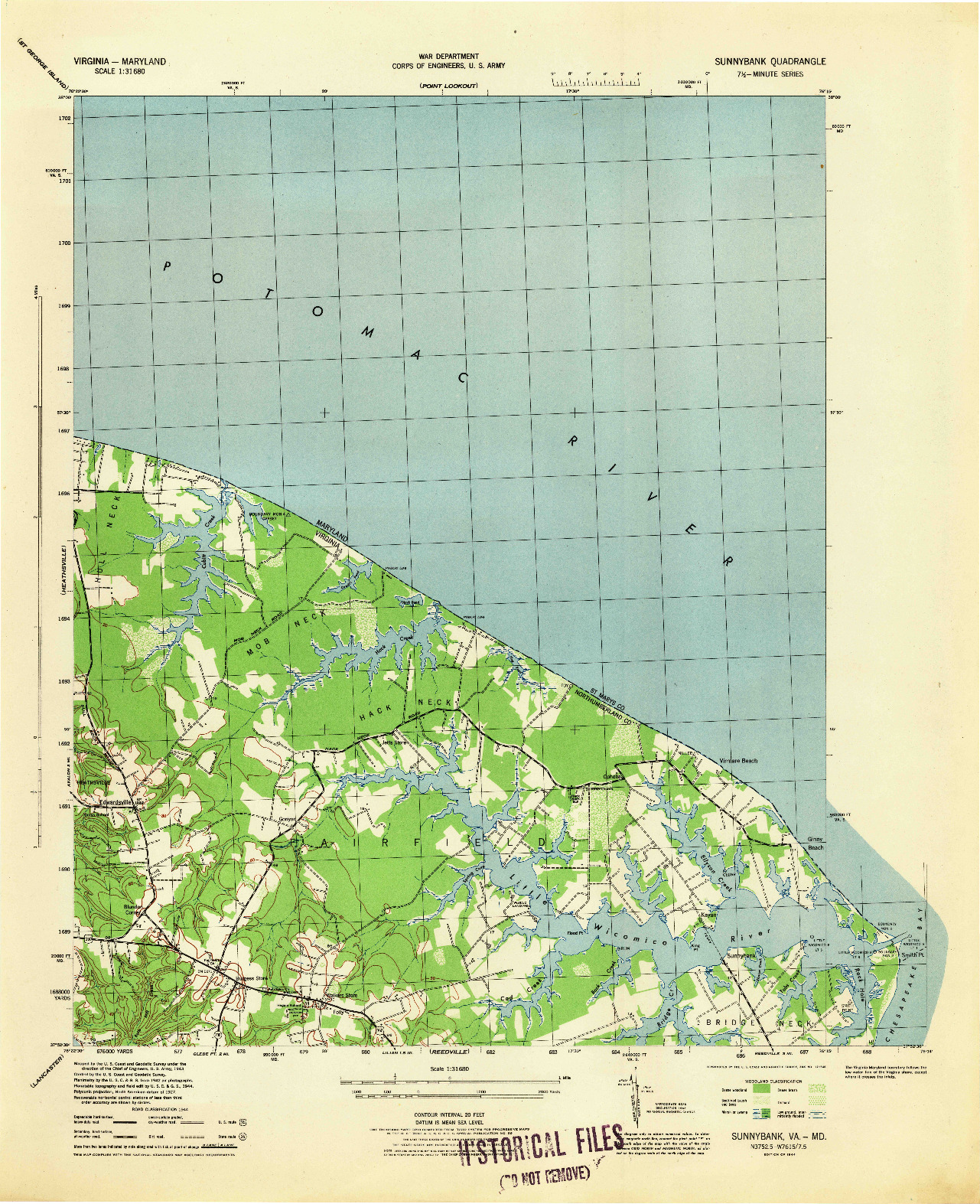 USGS 1:31680-SCALE QUADRANGLE FOR SUNNYBANK, VA 1944