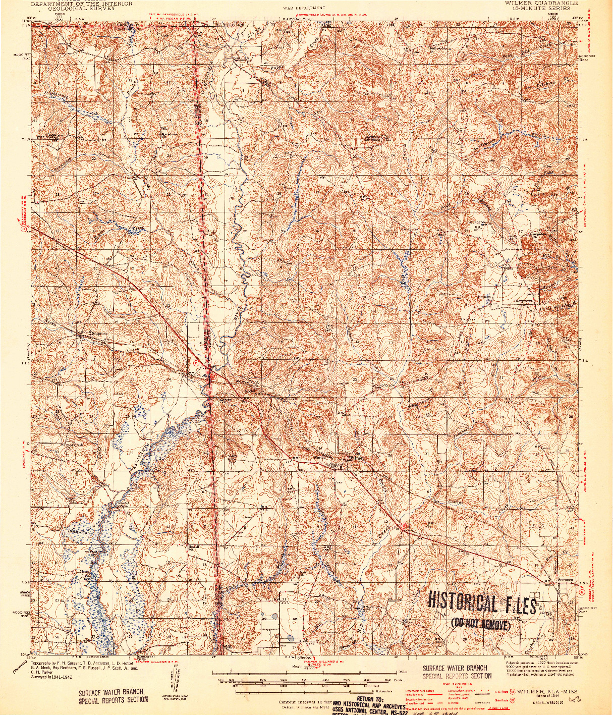 USGS 1:62500-SCALE QUADRANGLE FOR WILMER, AL 1944