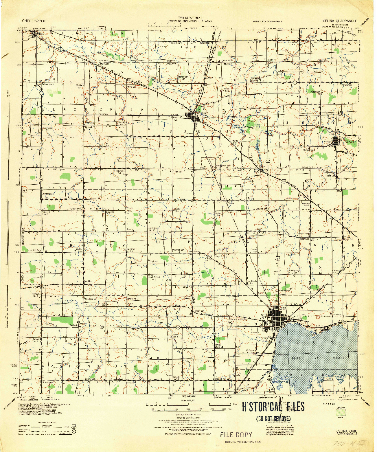 USGS 1:62500-SCALE QUADRANGLE FOR CELINA, OH 1944