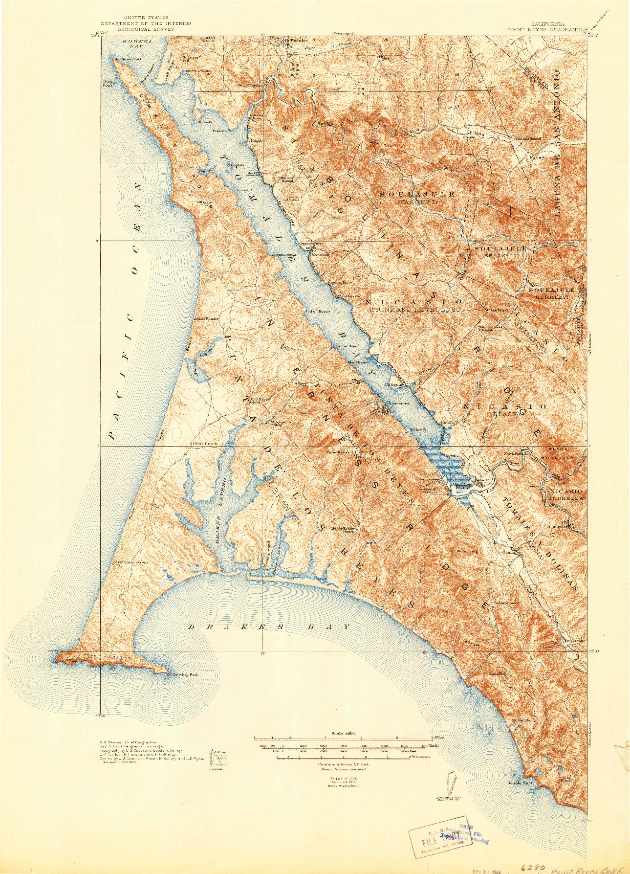 USGS 1:62500-SCALE QUADRANGLE FOR POINT REYES, CA 1918