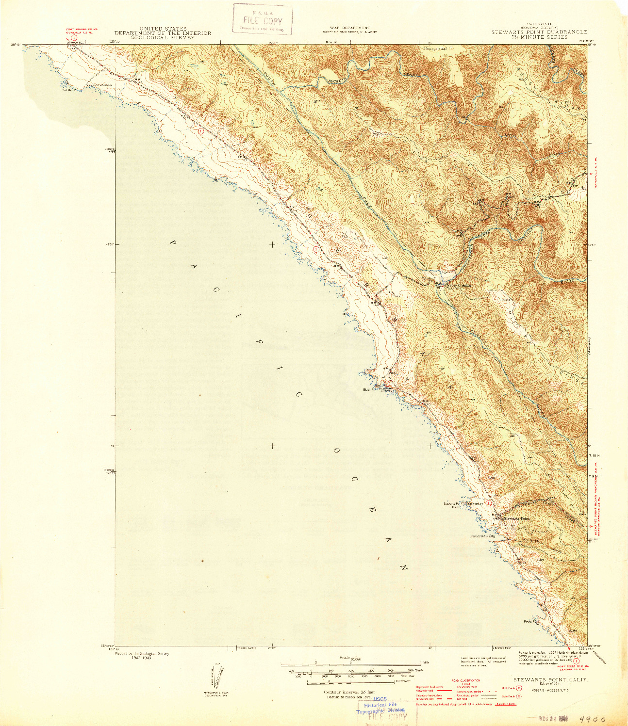 USGS 1:31680-SCALE QUADRANGLE FOR STEWARTS POINT, CA 1944