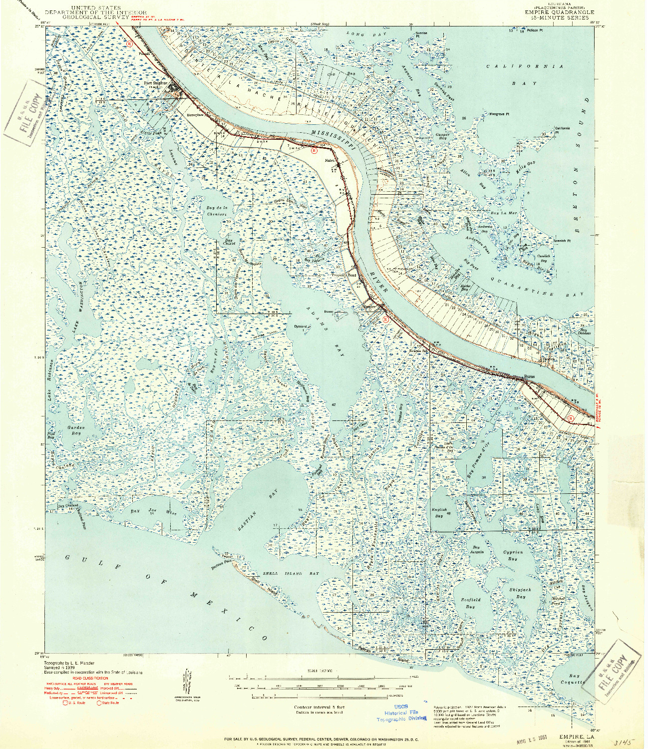 USGS 1:62500-SCALE QUADRANGLE FOR EMPIRE, LA 1944