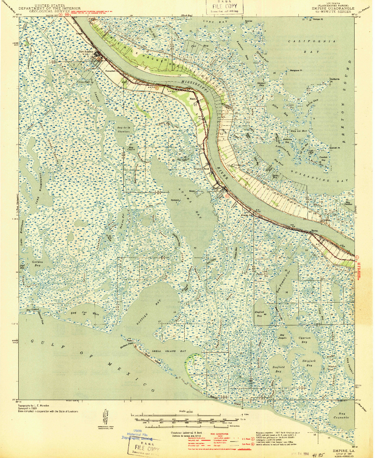 USGS 1:62500-SCALE QUADRANGLE FOR EMPIRE, LA 1944