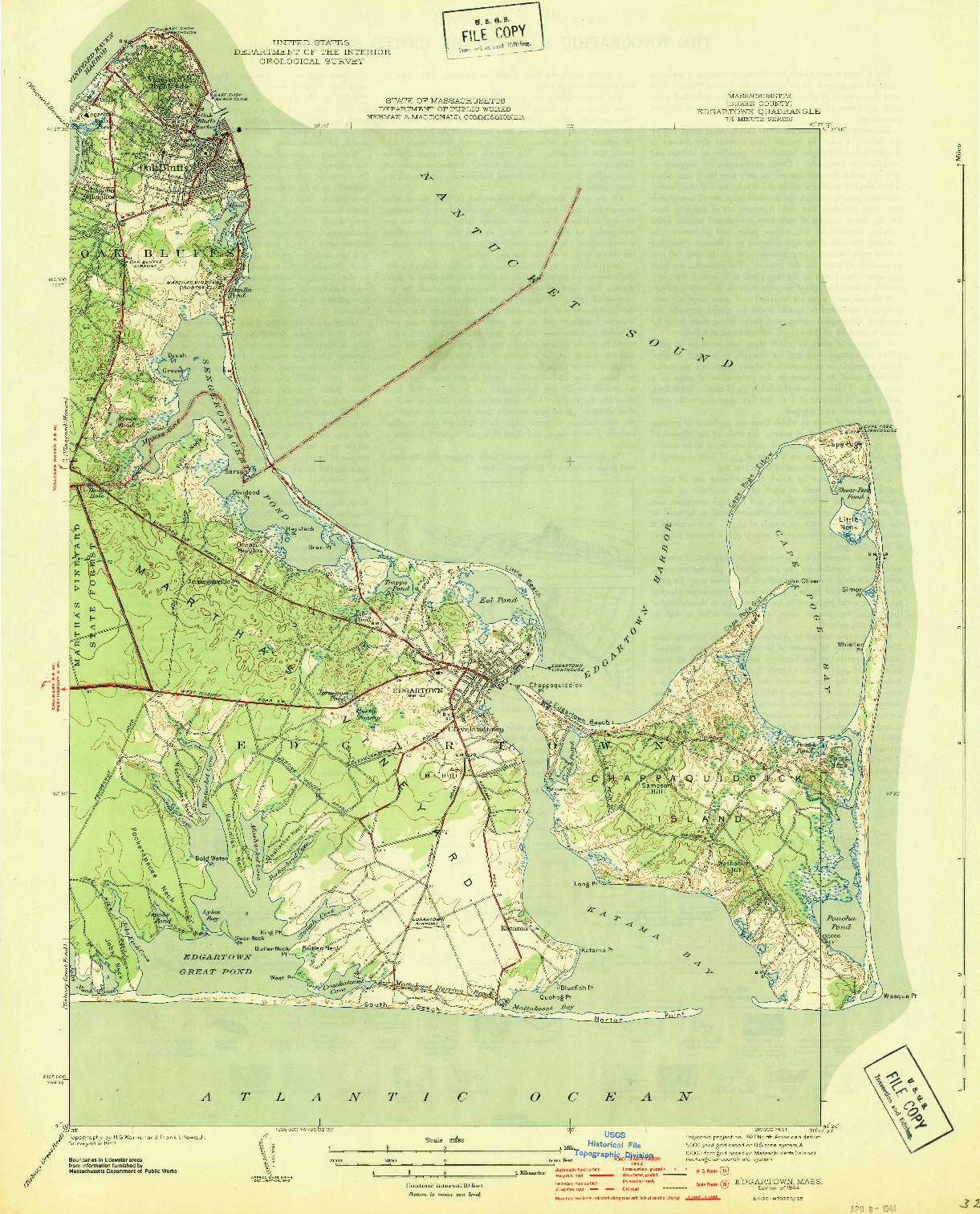 USGS 1:31680-SCALE QUADRANGLE FOR EDGARTOWN, MA 1944
