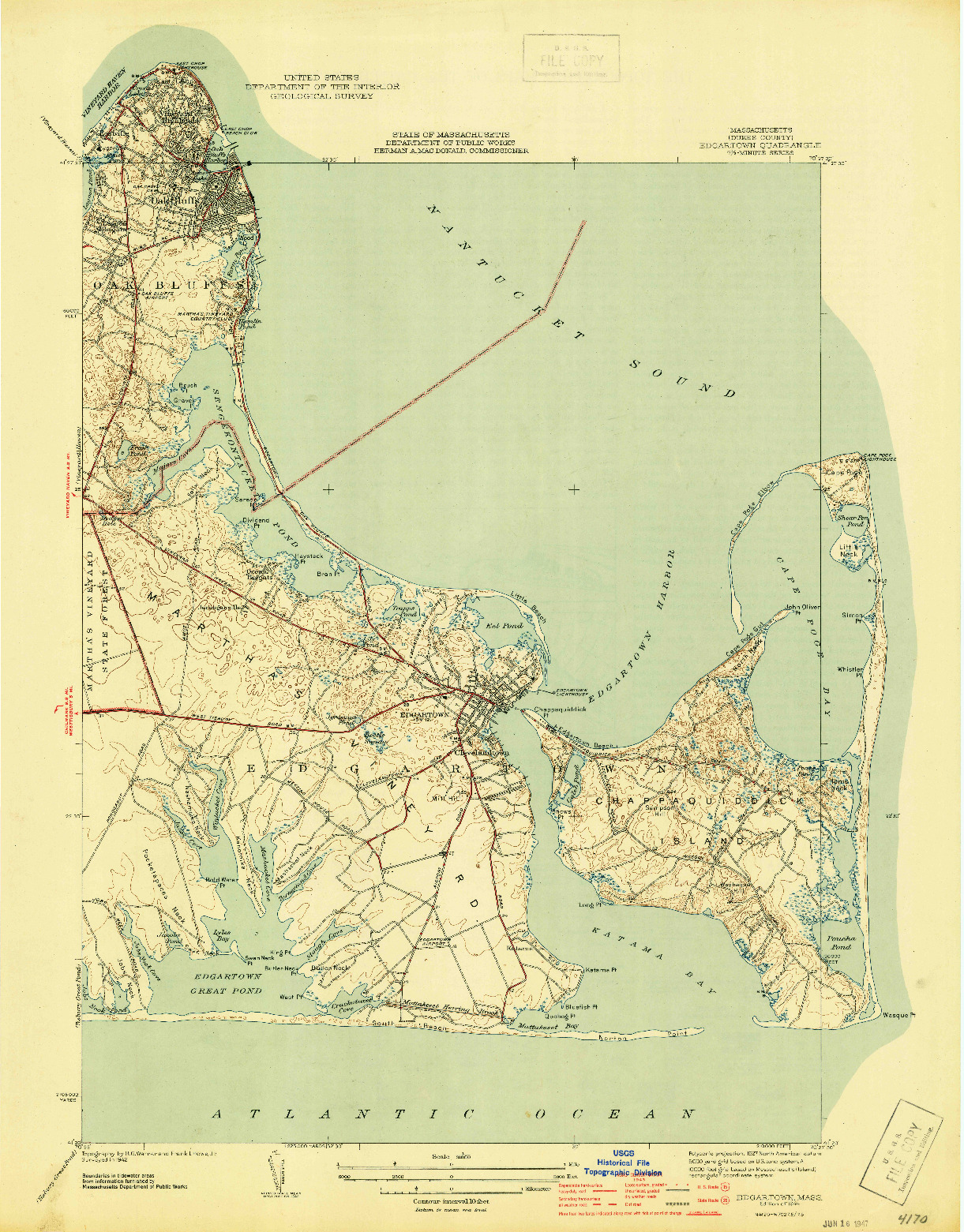 USGS 1:31680-SCALE QUADRANGLE FOR EDGARTOWN, MA 1944