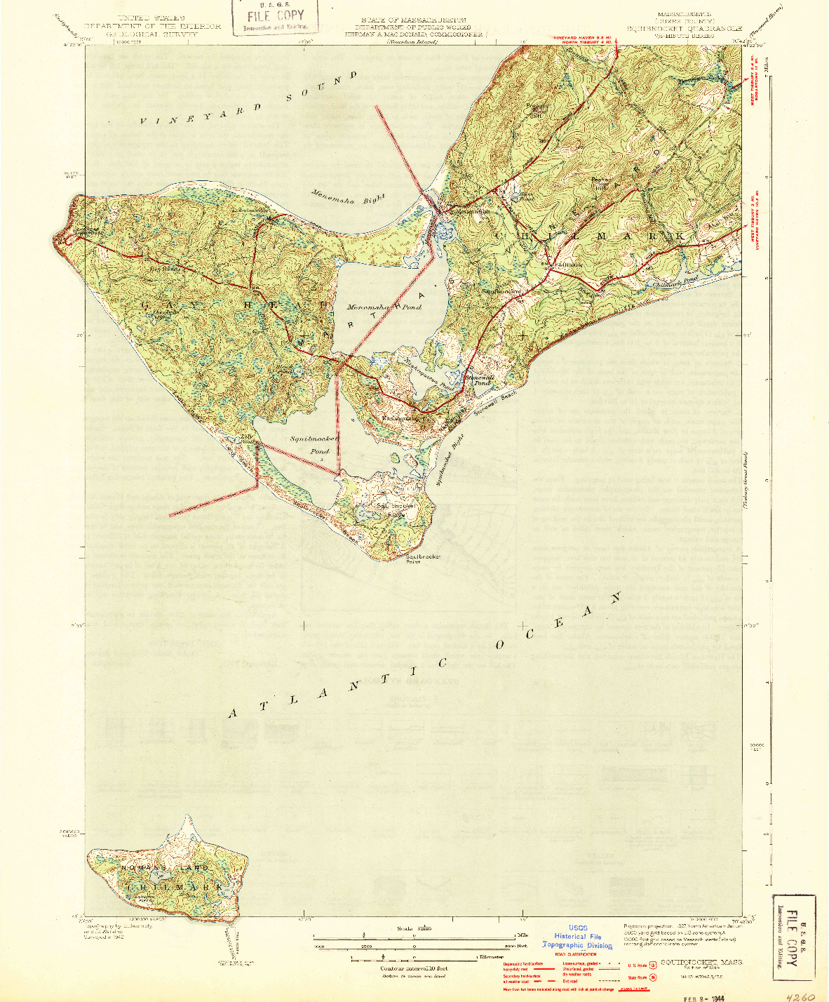 USGS 1:31680-SCALE QUADRANGLE FOR SQUIBNOCKET, MA 1944