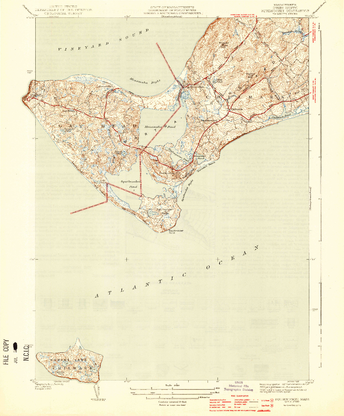 USGS 1:31680-SCALE QUADRANGLE FOR SQUIBNOCKET, MA 1944