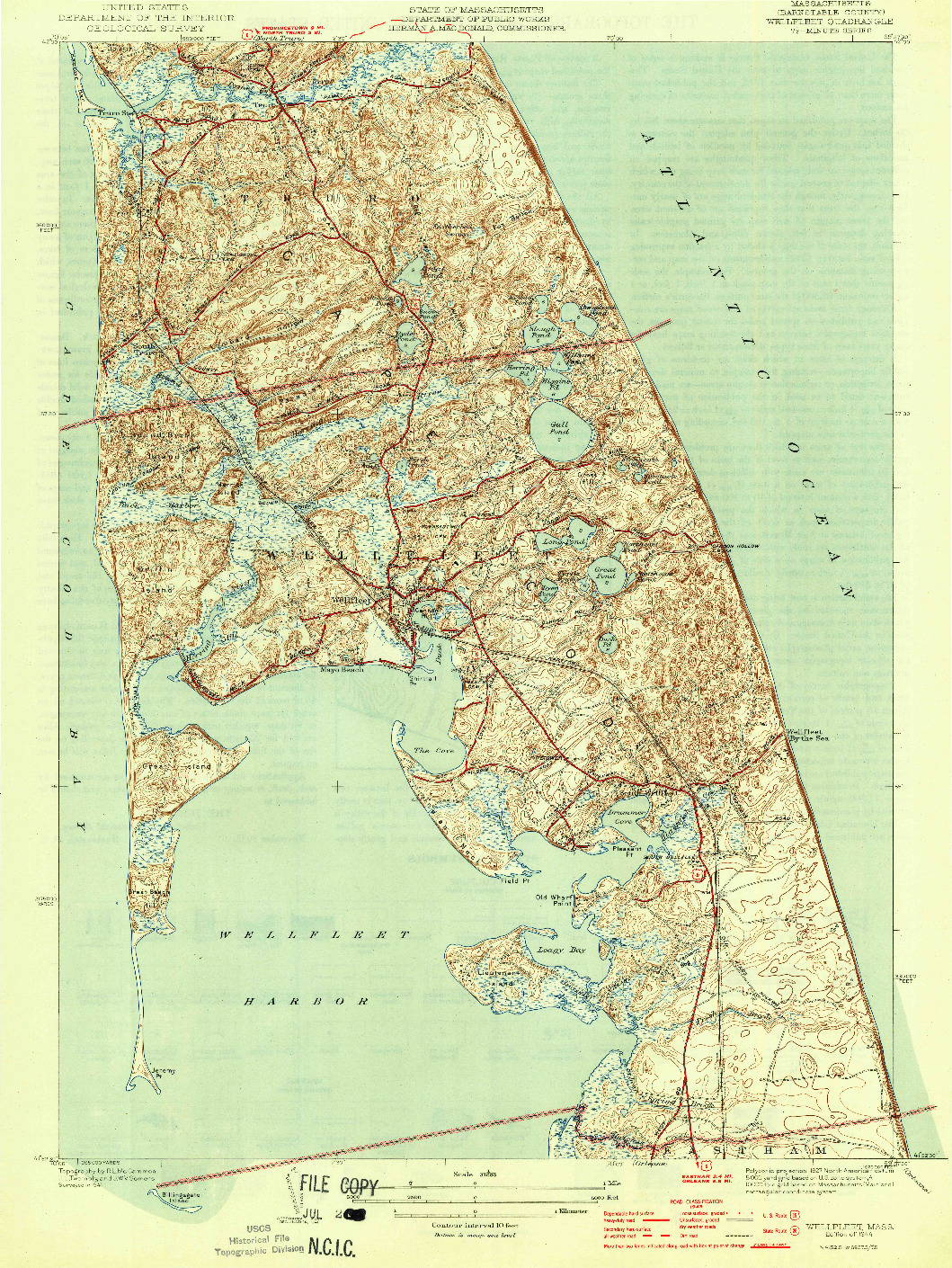 USGS 1:31680-SCALE QUADRANGLE FOR WELLFLEET, MA 1944