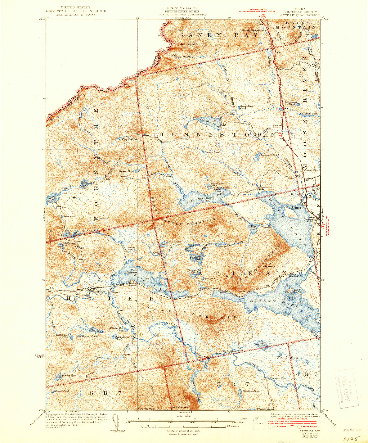 USGS 1:62500-SCALE QUADRANGLE FOR ATTEAN, ME 1925