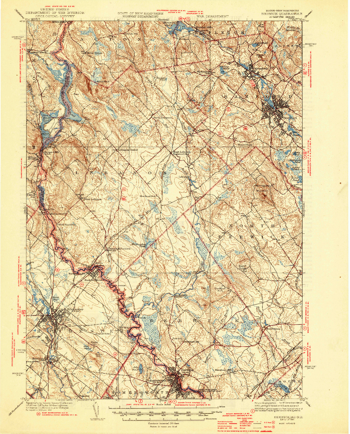 USGS 1:62500-SCALE QUADRANGLE FOR BERWICK, ME 1944