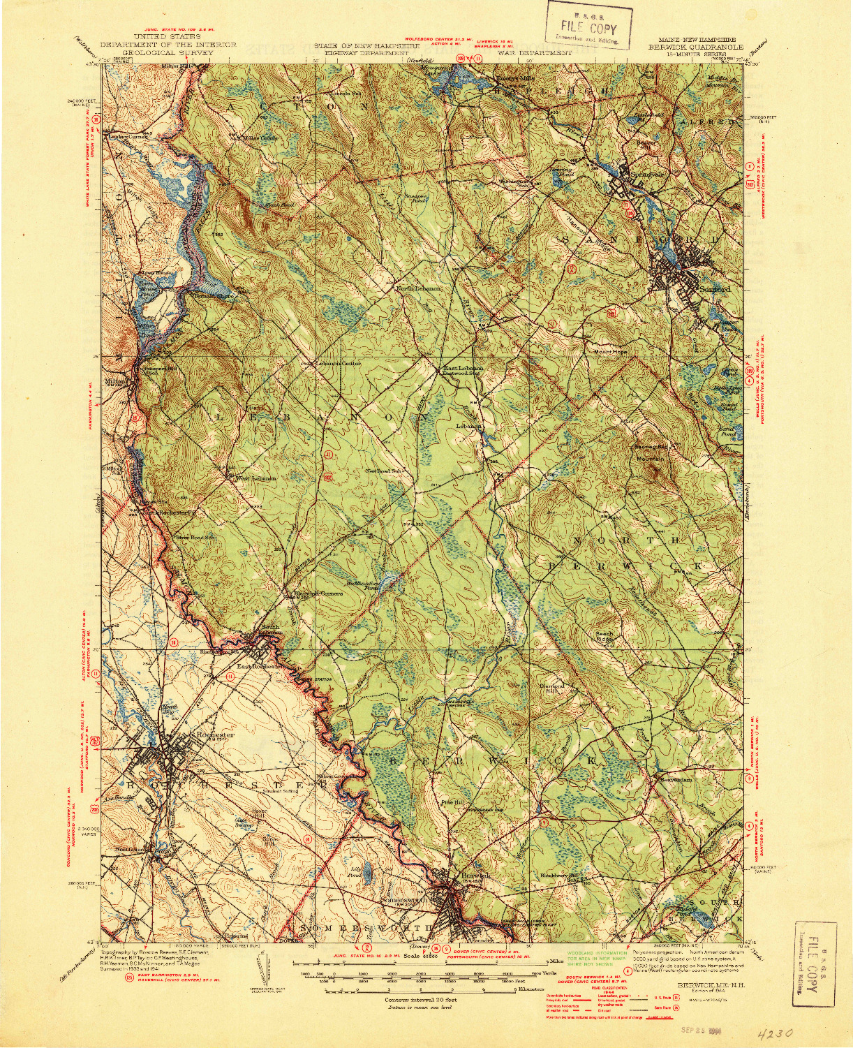 USGS 1:62500-SCALE QUADRANGLE FOR BERWICK, ME 1944