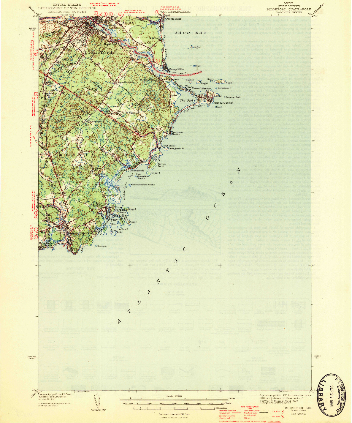 USGS 1:62500-SCALE QUADRANGLE FOR BIDDEFORD, ME 1944