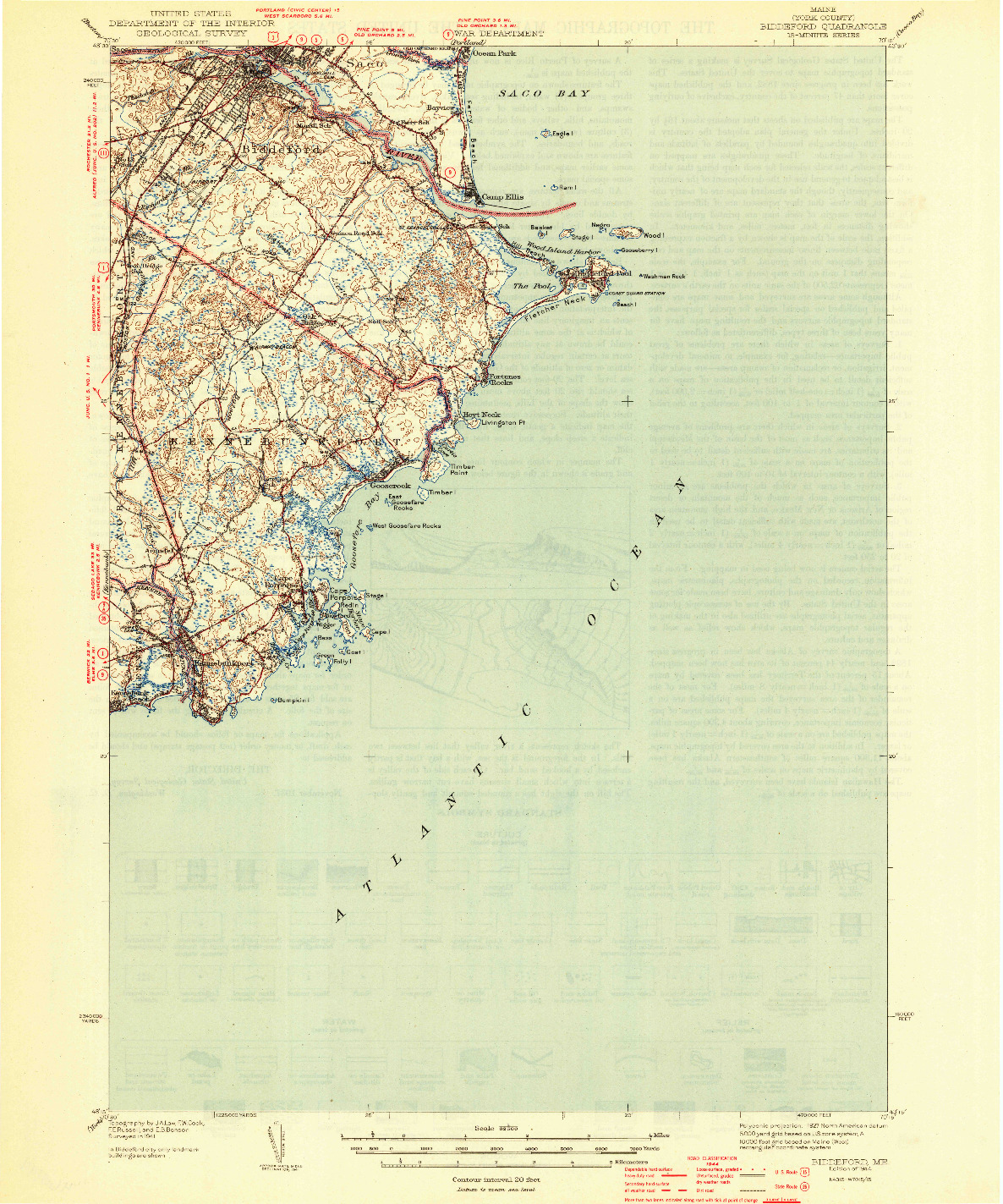 USGS 1:62500-SCALE QUADRANGLE FOR BIDDEFORD, ME 1944