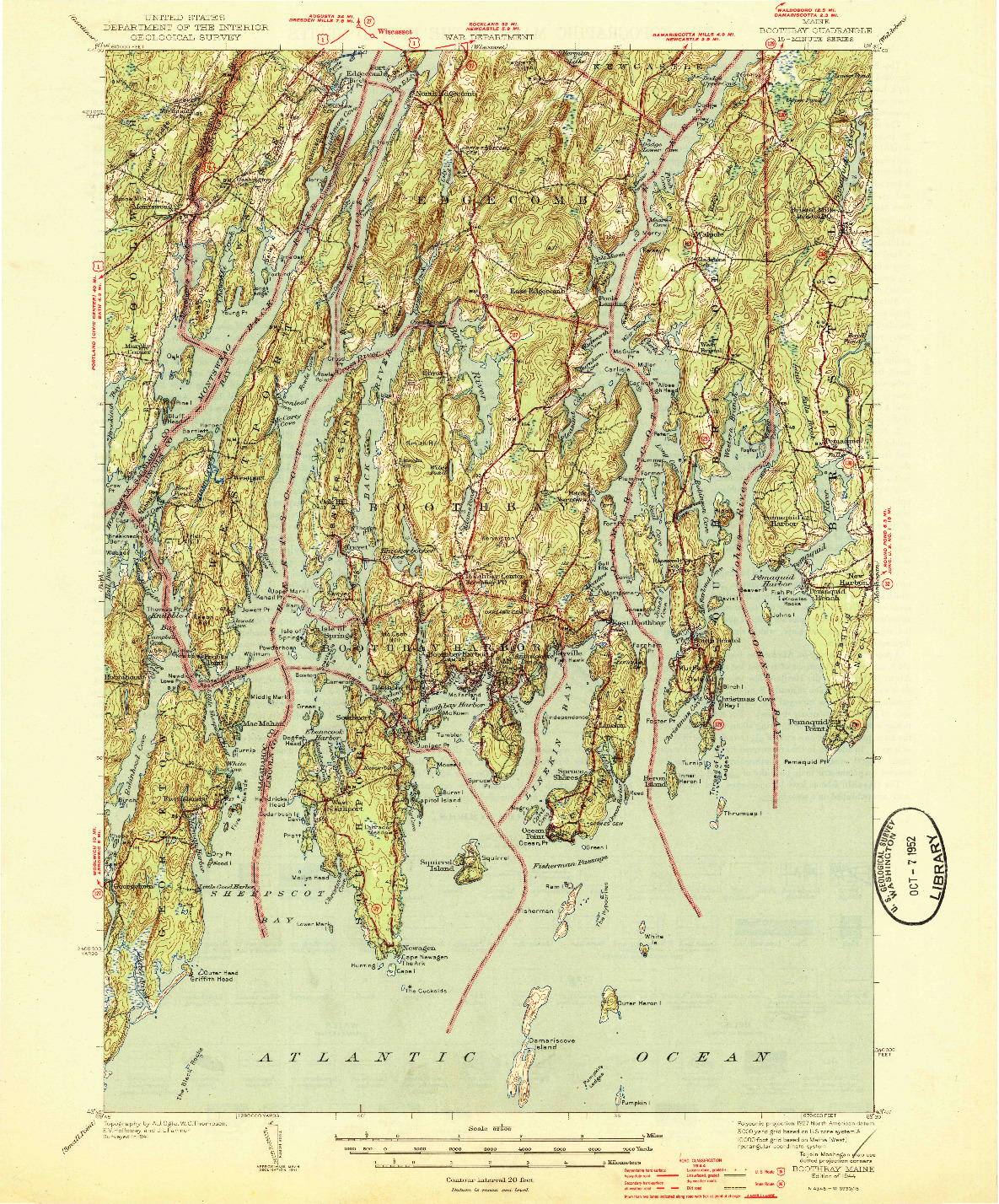 USGS 1:62500-SCALE QUADRANGLE FOR BOOTHBAY, ME 1944