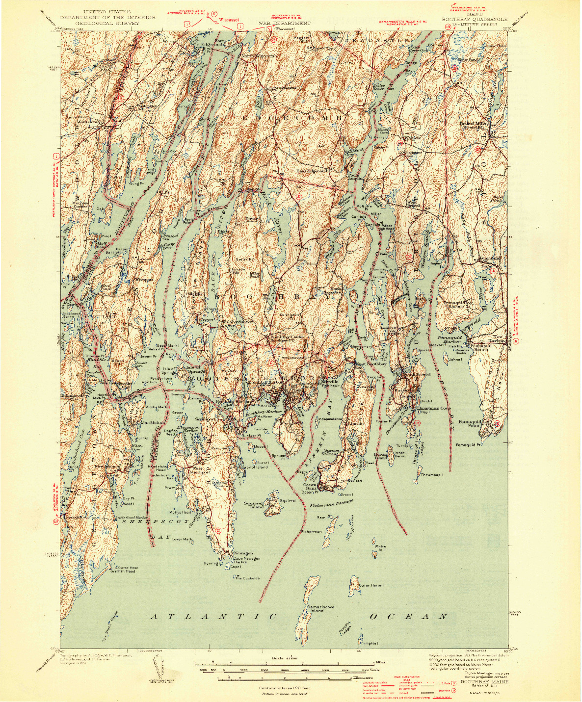 USGS 1:62500-SCALE QUADRANGLE FOR BOOTHBAY, ME 1944