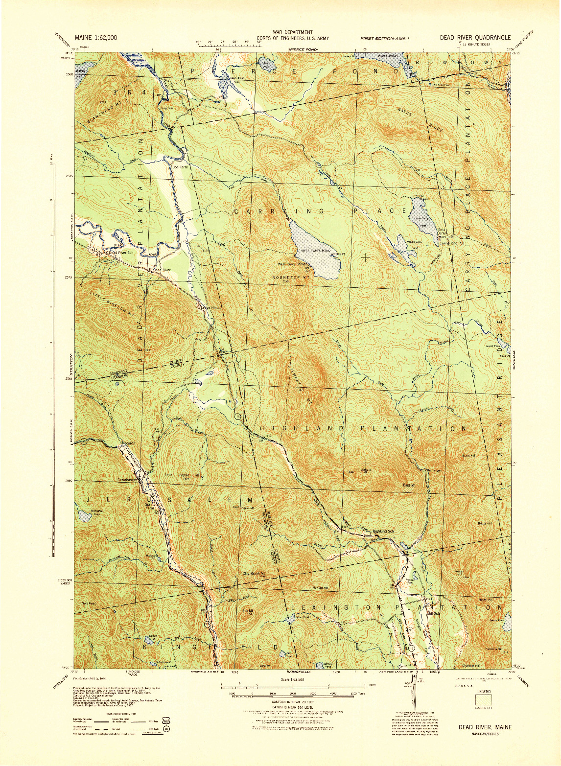 USGS 1:62500-SCALE QUADRANGLE FOR DEAD RIVER, ME 1944