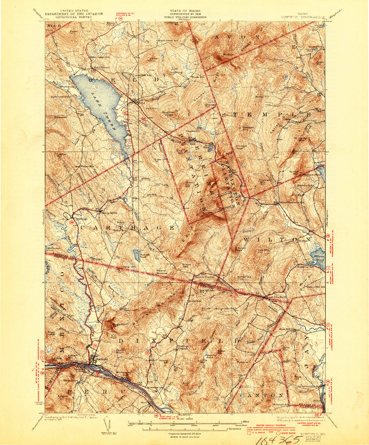 USGS 1:62500-SCALE QUADRANGLE FOR DIXFIELD, ME 1929