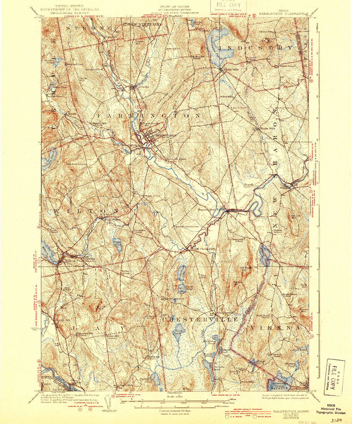 USGS 1:62500-SCALE QUADRANGLE FOR FARMINGTON, ME 1924