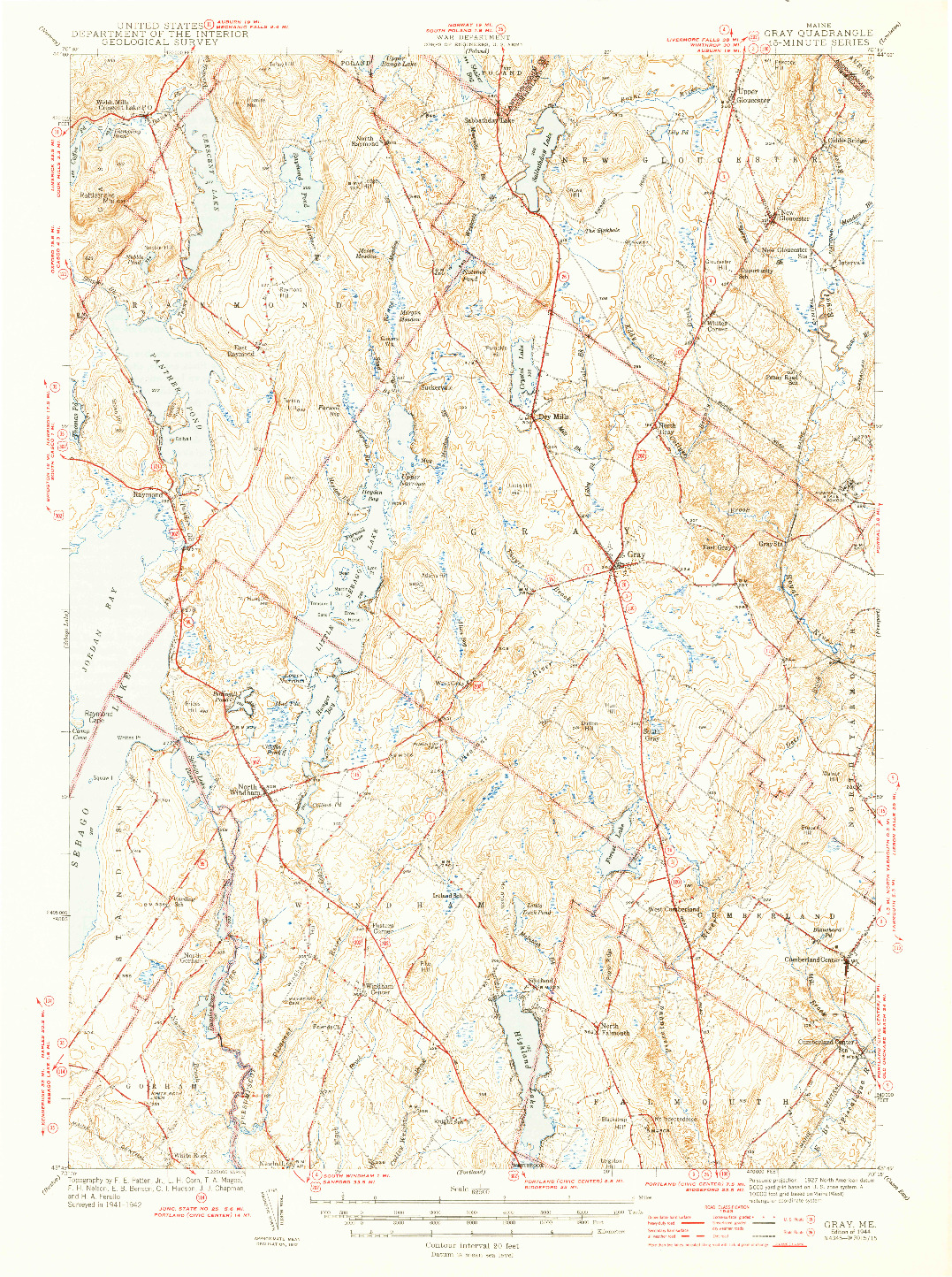 USGS 1:62500-SCALE QUADRANGLE FOR GRAY, ME 1944