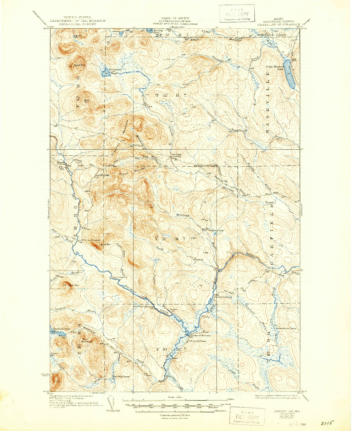 USGS 1:62500-SCALE QUADRANGLE FOR GREENLAW, ME 1933