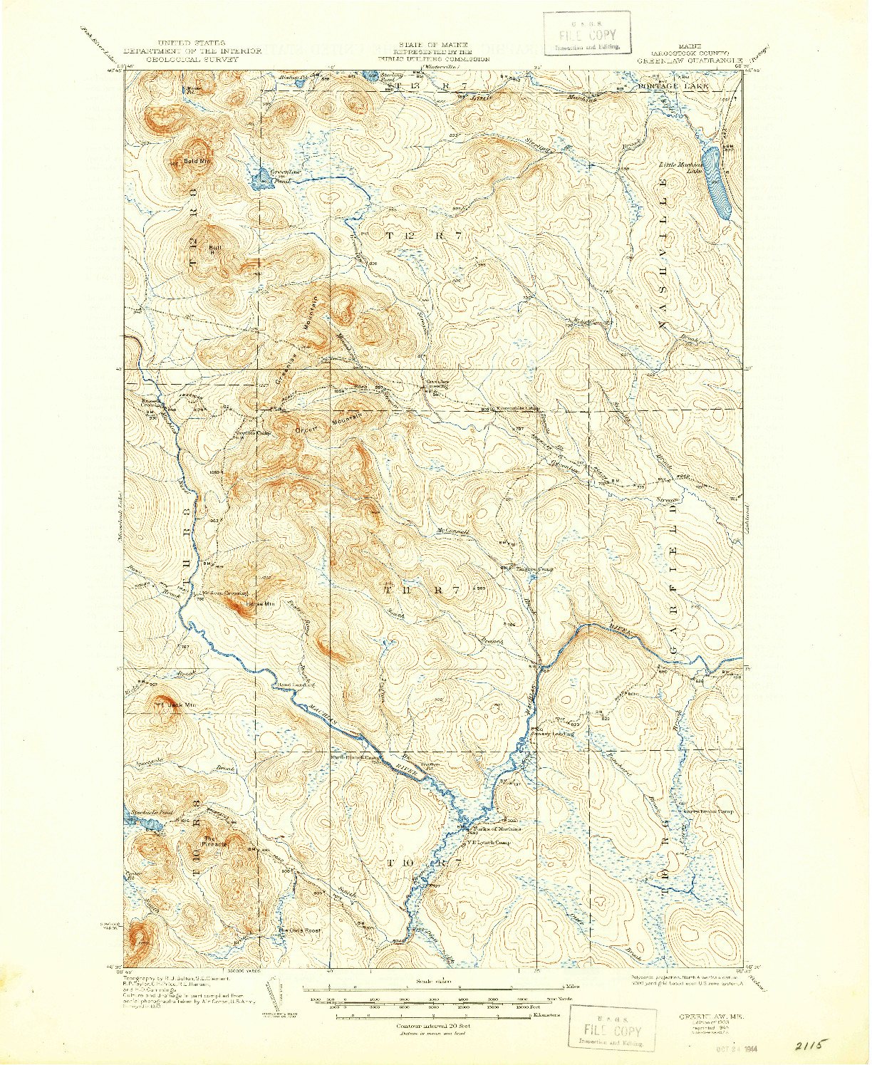 USGS 1:62500-SCALE QUADRANGLE FOR GREENLAW, ME 1933