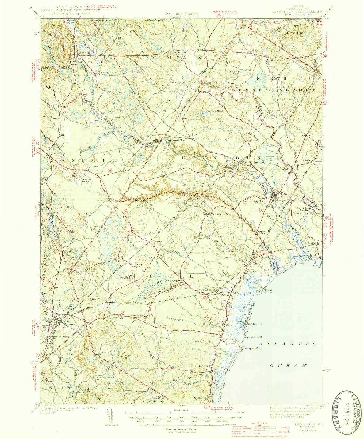 USGS 1:62500-SCALE QUADRANGLE FOR KENNEBUNK, ME 1944