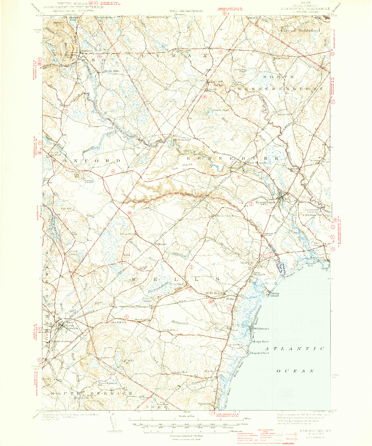 USGS 1:62500-SCALE QUADRANGLE FOR KENNEBUNK, ME 1944